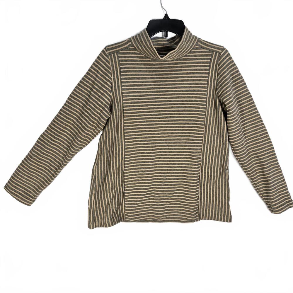 J Jill Women's Size M Seamed Mock Neck Long Sleeve Knit Top 100% Cotton